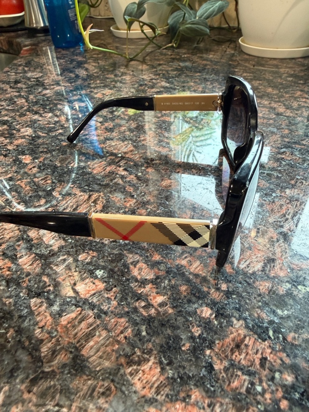 Burberry Black & Beige Plaid Sunglasses - Picture 6 of 8